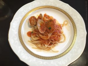 カプチーノのトマト系パスタ
